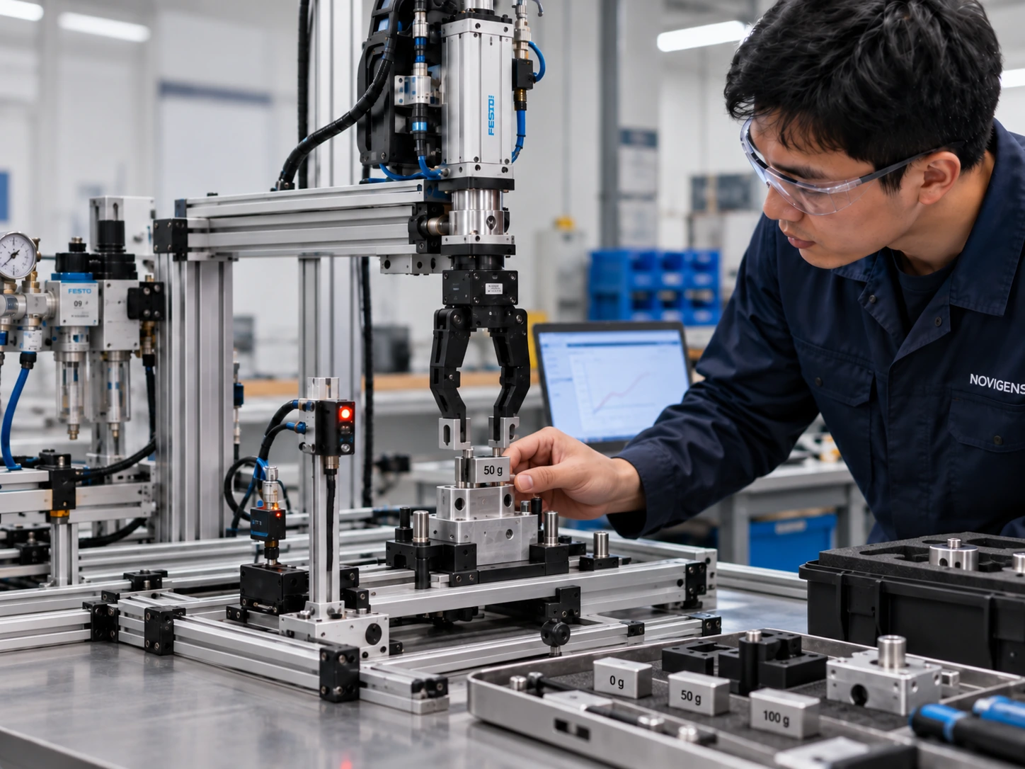 Gripper and component test equipment for experimental validation